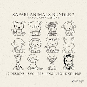 Safari Animal Plotter File Svg Dxf Png Pdf Jungle Cricut Tiger Silhouette Elephant Lion Stencil Clipart Hippo Leopard Buffalo Vinyl Cut File