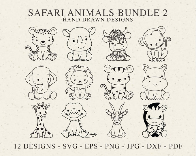 Safari Animals Outline SVG Cute African Jungle Animal Cut File Cricut ...