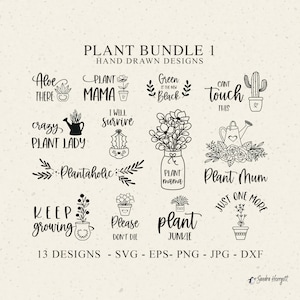 Pianta Mama Plotter File Svg Dxf Png Jpg Continua a crescere Cricut Floral Plant Mum Silhouette Botanical Clipart Vinyl Cut File Succulent Bundle