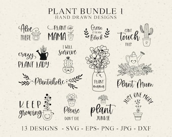 Plant Mama Plotter File Svg Dxf Png Jpg Keep Growing Cricut Floral Plant Mum Silhouette Botánico Clipart Vinilo Cortado Archivo Suculento Paquete