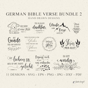 Duitse Bijbelvers plotterbestand Svg Dxf Png schrift The Lord My Shepherd Cricut Glaube silhouet Gnade Clipart Christian Vinyl gesneden bestand