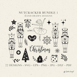 Fichier de traceur casse-noisette allemand Svg Dxf Png Pdf Jpg Noël Cricut ballerine Silhouette star tree Clipart vinyle découpé au laser fichier Noël vacances