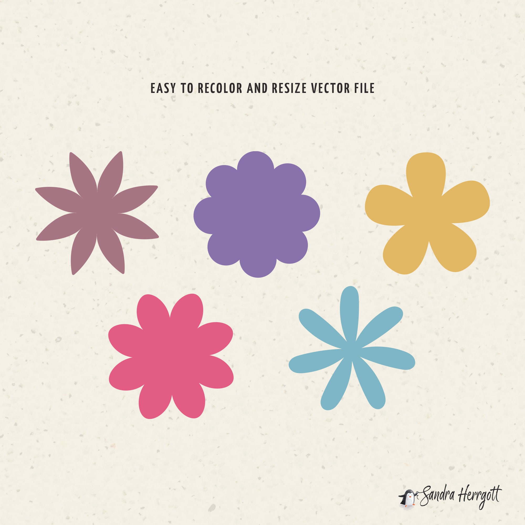 Blossom Shapes Plotter File SVG DXF PNG Floral Cricut Flower