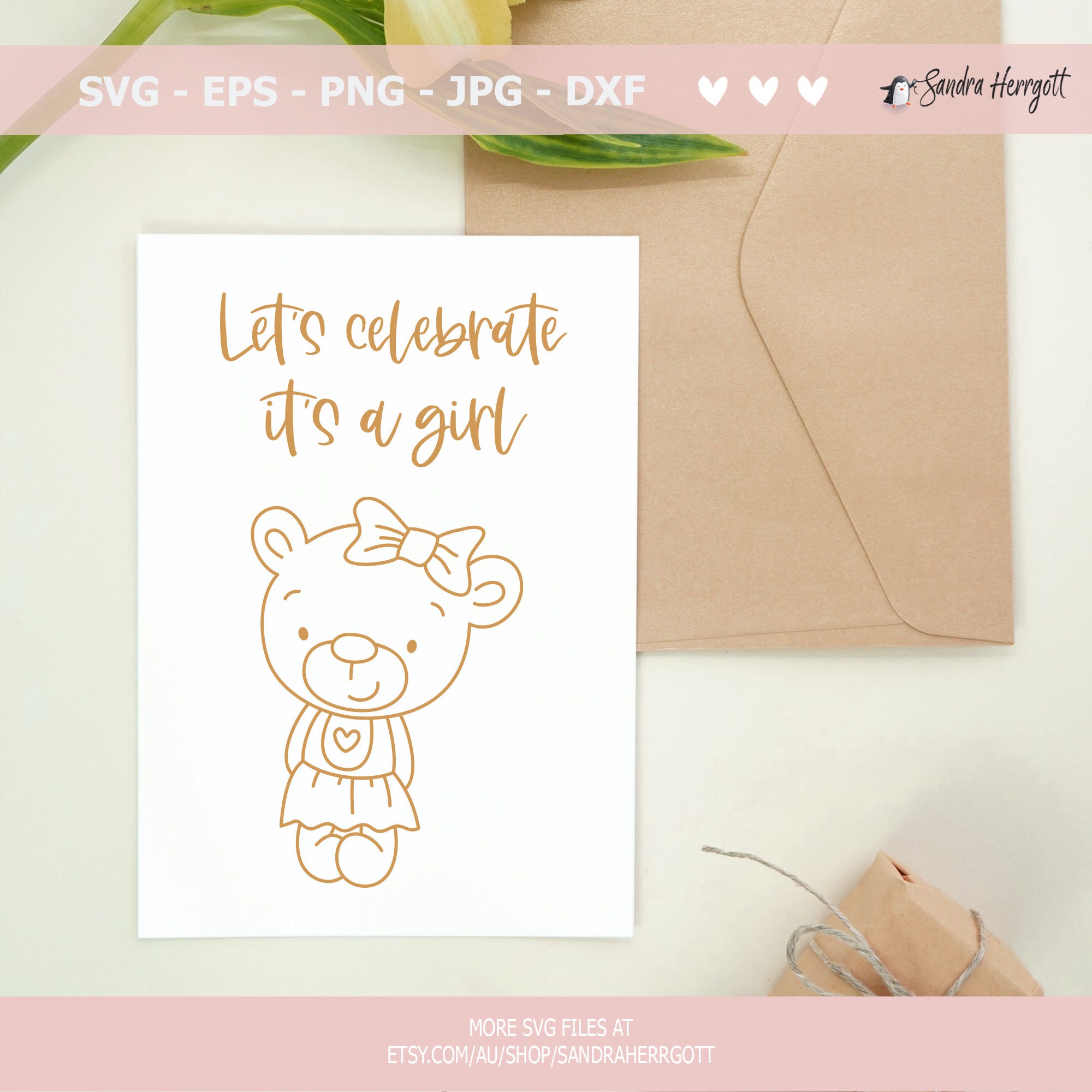 It's A Girl Plotter File Svg Dxf Png Baby Shower Cricut - Etsy