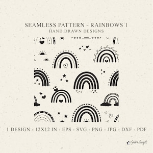 Regenbogen Musterdesign Svg Dxf Png Eps Jpg Pdf Himmlisch Cricut Hintergrund Plotterdatei Niedliche Tapete Vinyl Schnittdatei Silhouette