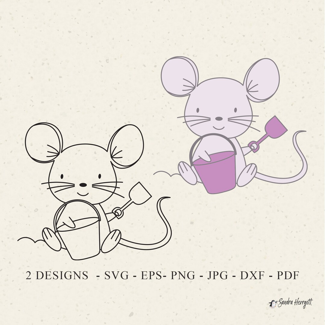 Mouse Beach Plotter File Svg Dxf Eps Png Jpg Pdf Cute Animal Cricut ...