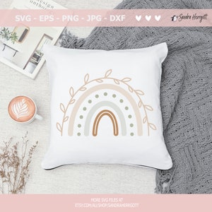 Boho Pastell Regenbogen Plotterdatei svg Dxf Png Jpg Eps braun grau grün Cricut Herz Silhouette Stern Clipart niedlichen Vinyl geschnitten Datei DIY Schablone Bild 7