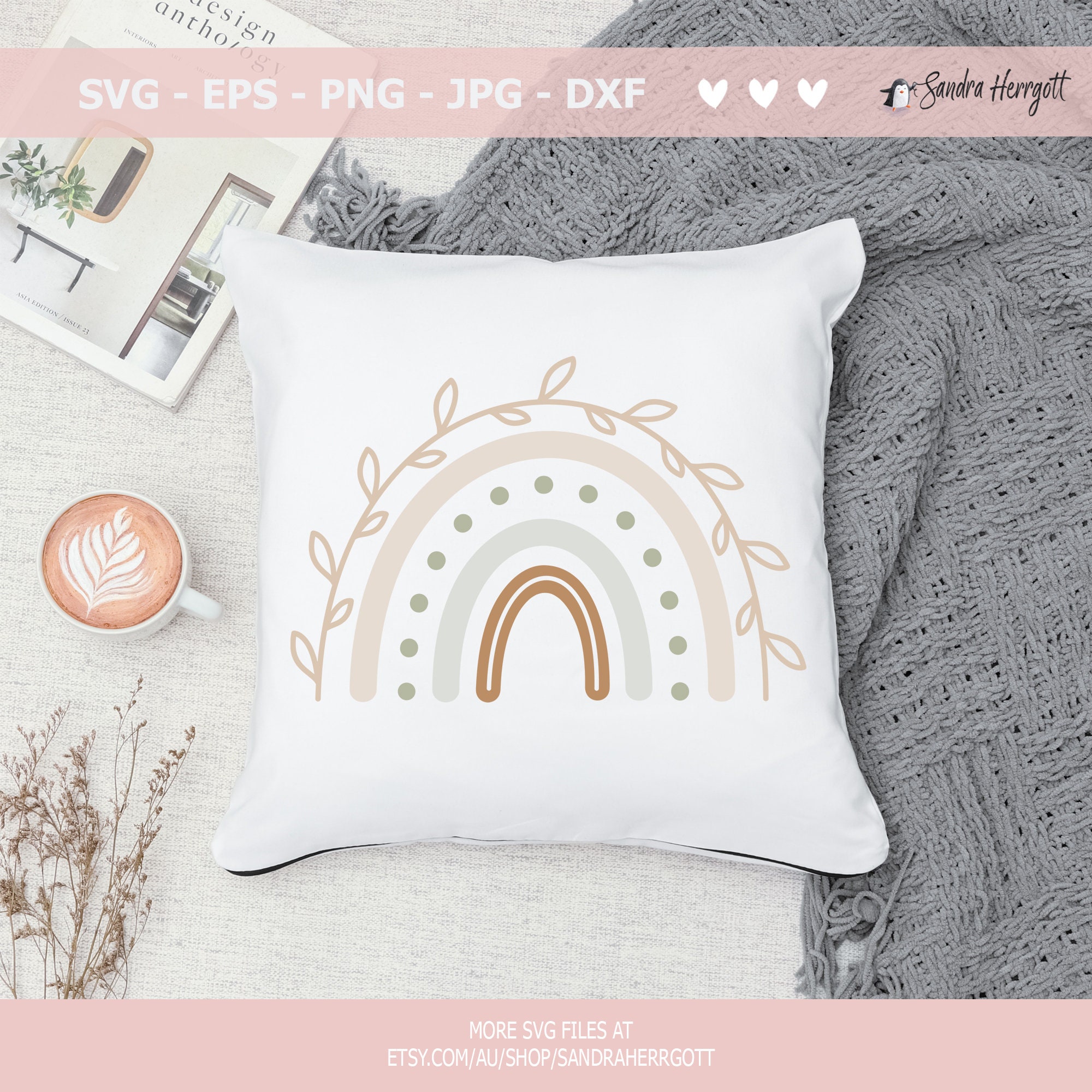 Boho Pastel Rainbow Plotter File Svg Dxf Png Jpg Eps Brown - Etsy