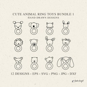 Animal mignon jouet traceur fichier Svg Dxf Png renard Cricut Baby Shower lapin Silhouette Koala vinyle coupé fichier modèle sticker ours Clipart