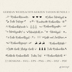 Weihnachtskerze Tattoo, A4 PDF Vorlage, Winter PlotterdateiSvg Dxf Png Jpg Eps Cricut Silhouette Vinyl Laser Cut File Stick Kerze