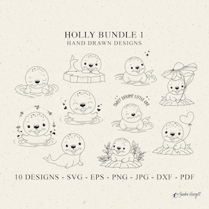 Cute Seal Plotter Arquivo Svg Bundle Dxf Eps Png Jpg Pdf Água Animal Cricut Margarida Flor Silhueta Aniversário Clipart Vinil Arquivo Corte A Laser Rocha