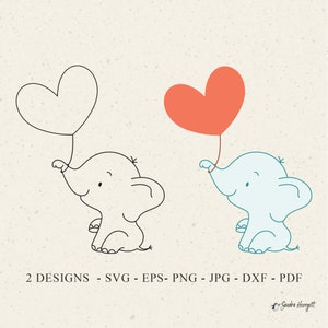 Baby Elefant Plotterdatei Dxf Png Jpg Pdf Safari Cricut Tier Silhouette Ballon Clipart Vinyl Laser Cut Datei DIY Schablone Vorlage