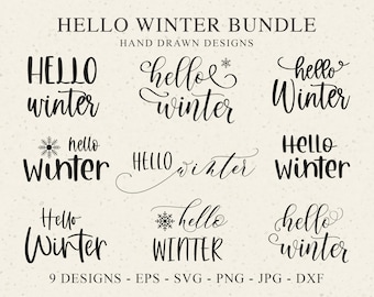 Hallo Winter-Svg - Winter-Svg-Bundle, Hallo Winter-Schnittdatei, Hallo Winter-Symbol Dxf, Hallo Winter-Cricut, Winter Clipart, Winterbecher-Svg