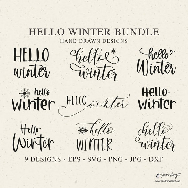 Hello Winter Svg - Winter Svg Bundle, Hello Winter Cut File, Hello Winter Icon Dxf, Hello Winter Cricut, Winter Clipart, Winter Mug Svg