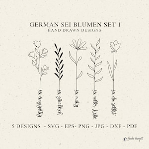 NIEMIECKI Sei Wildflowers Plotter File svg dxf png jpg pdf Floral Cricut Flower Clipart Botaniczna sylwetka Winylowa wycinana laserowo Plik DIY Szablon