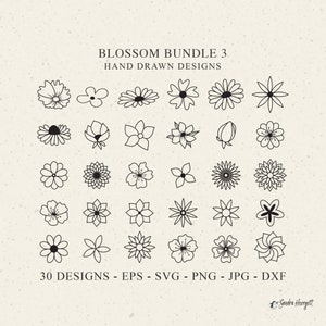 Blüte Plotterdatei SVG DXF PNG Floral Cricut Blume Silhouette Vinyl Cut Datei Botanische Dekor Clipart Dekoratives Element Design Vorlage