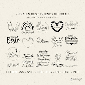 Archivo de trazado de mejor amigo alemán Svg Dxf Png Jpg Pdf Amistad Cricut Amor Silueta Persona favorita Cita Clipart Archivo de corte láser de vinilo