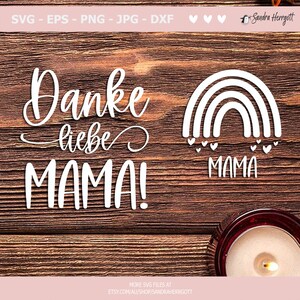 German Mama Plotterdatei SVG DXF Liebling Heart Rainbow Ich Mag Dich Cricut Silhouette Download Plotting Bundle Alles Liebe Zum Muttertag Bild 3