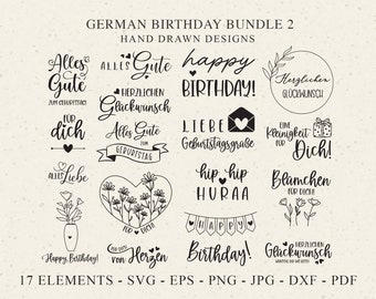 German Happy Birthday Plotter File Svg Dxf Png Jpg Pdf For you Cricut Love Silhouette Celebration Quote Clipart Vinyl Laser Cut File Decor