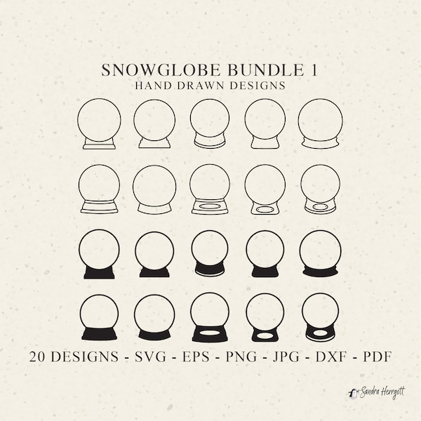 Snow Globe Shape Plotter File Svg Dxf Png Pdf Eps Jpg Cricut Silhouette Glowforge Vinyl Laser Cut File Clipart Empty Crystal Ball Monogram