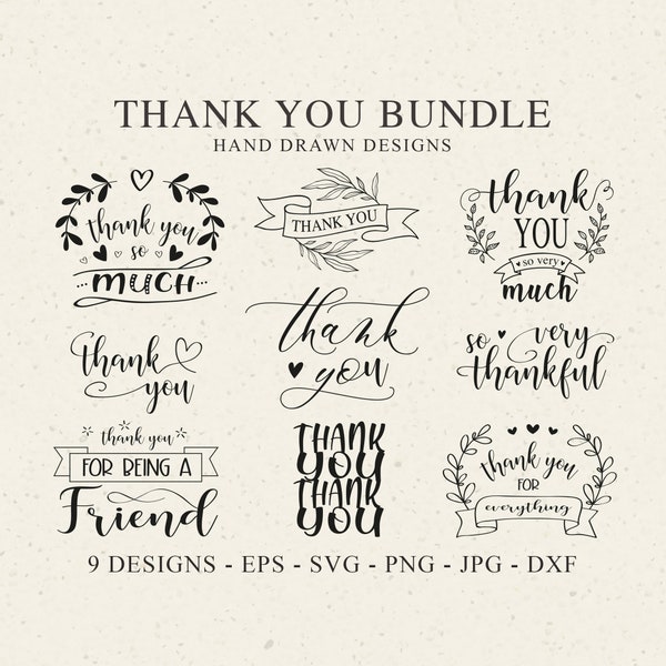 Thank You Svg Bundle, Thank you very much Svg, Thank you Cut Files, Thank you Cricut Bundle, Thank You Clipart, Banner Svg, Dxf, Png, Eps