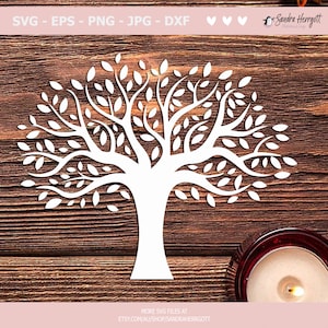 Oak Tree Plotter File SVG DXF PNG Leaves Cricut Brother Canvas ...