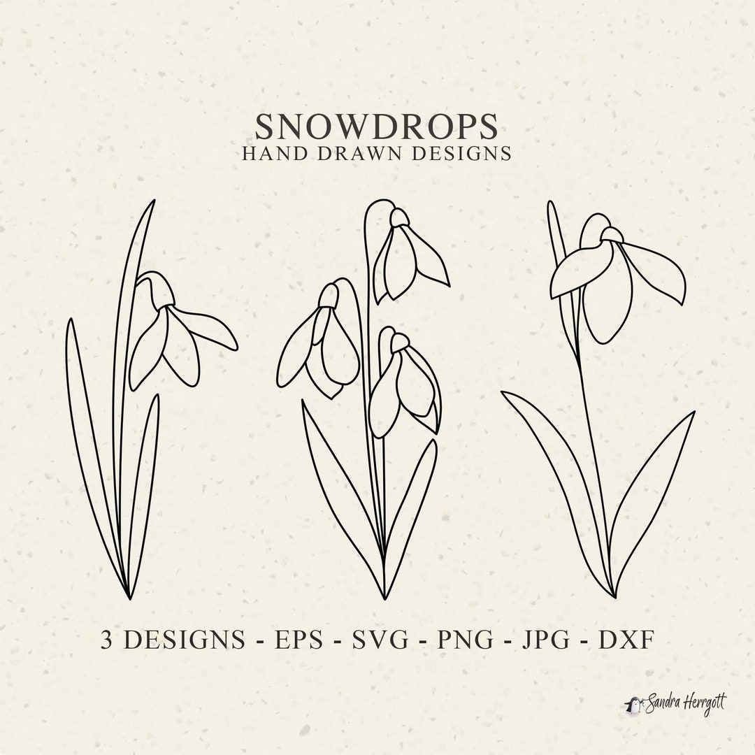 Snowdrop Plotter File Svg Dxf Png January Birth Month Flower Cricut