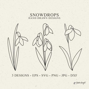 Archivo de trazador de campanillas de invierno Svg Dxf Png Mes de nacimiento de enero Flor Cricut Silueta floral Botánica Clipart Primavera Archivo de corte de vinilo Plantilla de bricolaje