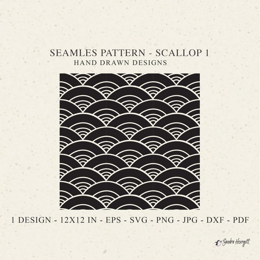 Scallop Seamless Pattern Svg Dfx Eps Jpg Png Pdf Art Deco Cricut ...