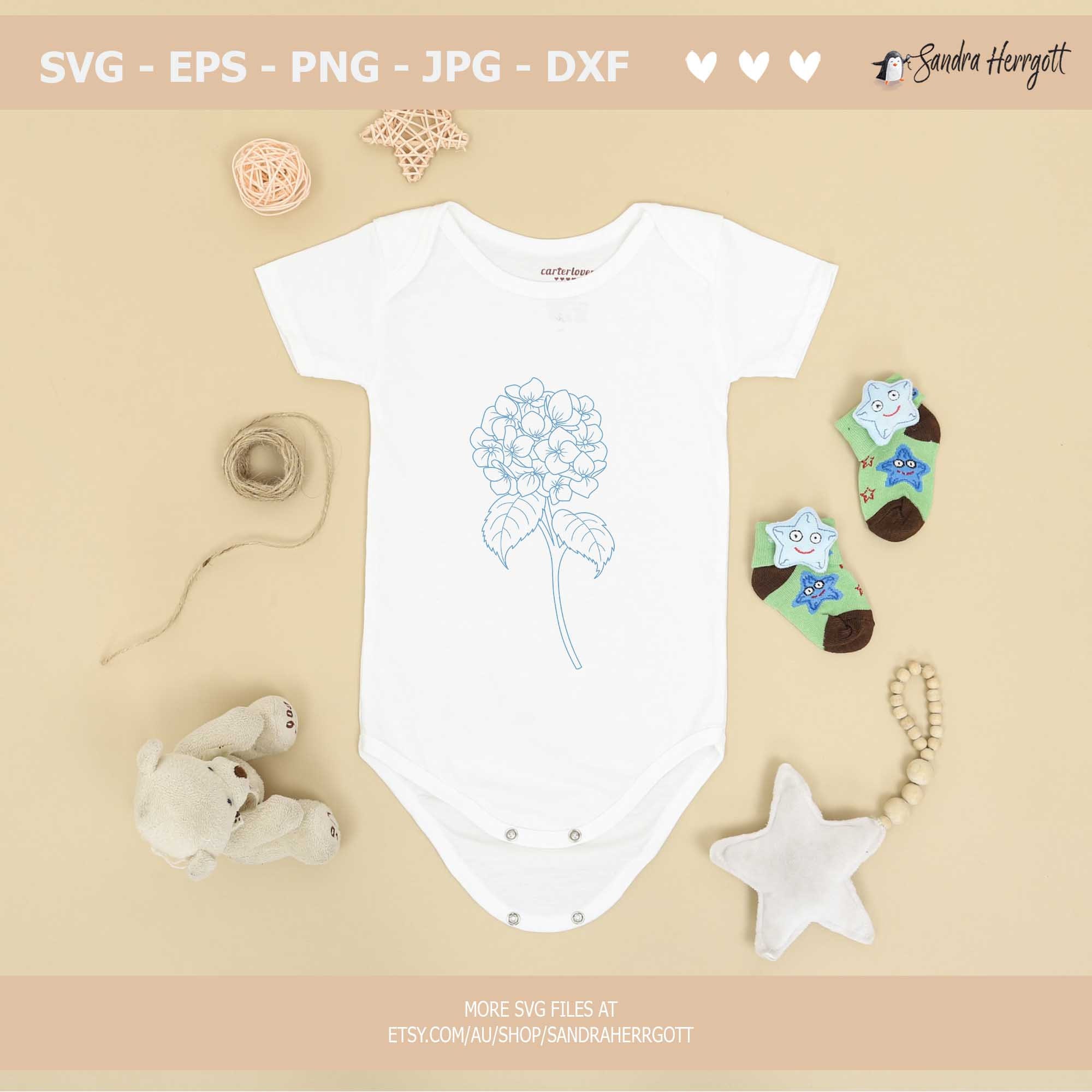Hydrangea Plotter File Svg Dxf Png Eps Jpg Cute Wildflower Cricut ...