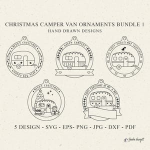 Frohe Weihnachten Camper Van Ornament Cricut Plotterdatei Dxf Png Eps Pdf Jpg Vinyl Laser-Schnittdatei Silhouette Baum Geschenk Anhänger Anhänger