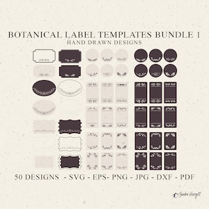 Botanical Label Template Plotter File Svg Dxf Png Eps Jpg Cooking Cricut Kitchen Silhouette Baking Clipart Cute Vinyl Cut File DIY Stencil