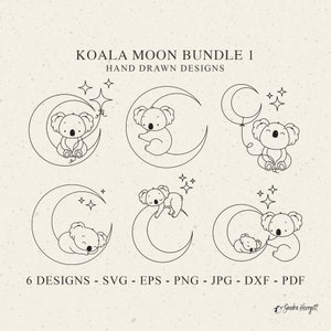 Moon Koala Plotter File Svg Dxf Png Jpg Pdf Cute Animal Cricut Baby Silhouette Australian Clipart Vinyl Laser Cut File Stencil Mum sleeping