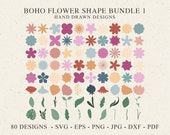 Boho Blossom Shapes Plotter File Svg Dxf Png Jpg Pdf Botanical Monogram Floral Cricut Flower Silhouette Vinyl Laser Cut File Decor Clipart