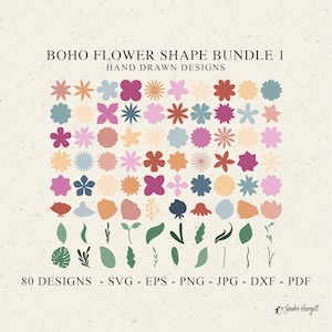 Boho Blossom Shapes Plotter File Svg Dxf Png Jpg Pdf Botanical Monogram Floral Cricut Flower Silhouette Vinyl Laser Cut File Decor Clipart