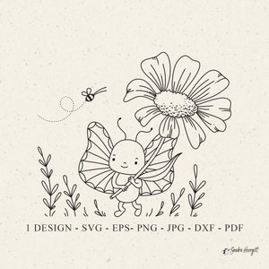 Niedliche Schmetterling Plotterdatei Plotterdatei svg Dxf Eps Png Jpg Cricut Baby Tier Silhouette Insekt Clipart niedliche Vinyl geschnitten Datei wunderliche DIY Schablone