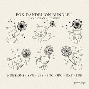 Fuchs Löwenzahn Blume Plotterdatei Dxf Png Pdf Wald Baby Tier Cricut Silhouette Wald Clipart Vinyl Laser-Schnitt-Datei Happy Dancing