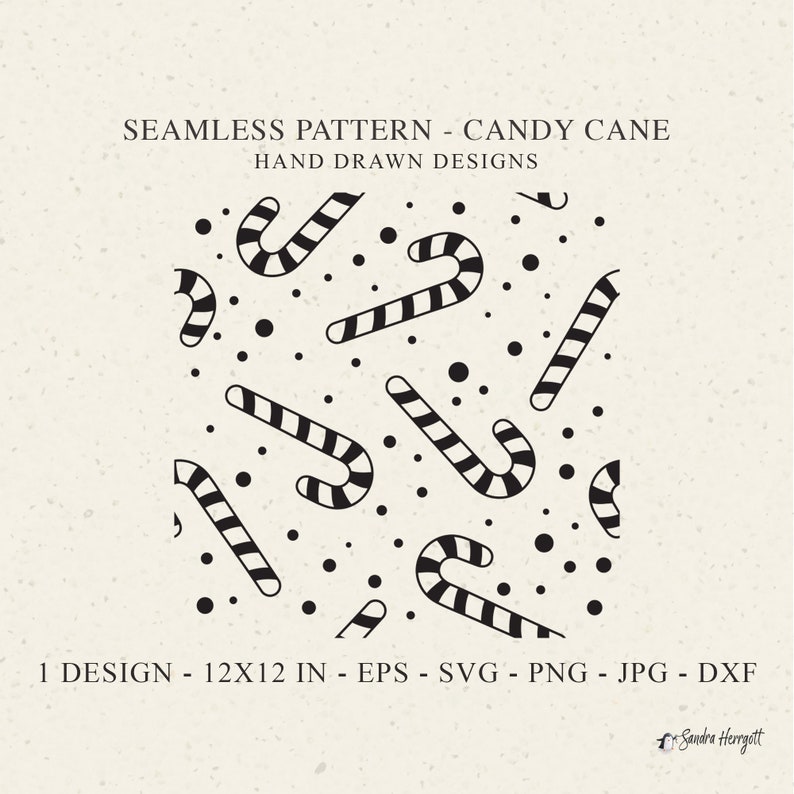 Candy Cane Seamless Pattern Svg Dxf Png Eps Jpg Christmas Cricut ...