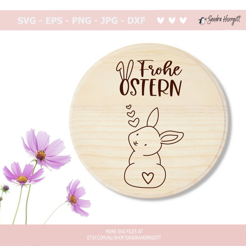 German Ostern Plotter File SVG DXF PNG Spring Bunny Heart Botanical Egg Cricut Silhouette Download Plotting Bundle Tags Name Split Clipart image 5