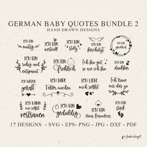 Duitse baby citaat plotter bestand Svg Dxf Png Eps Jpg Pdf Cricut silhouet schattige kinderen zinnen clipart vinyl laser gesneden bestand mutig stolz geliebt