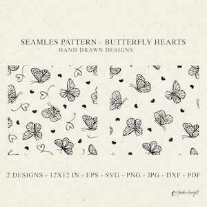 Schmetterling Herz Musterdesign SVG DXF PNG Eps Insekt Cricut Hintergrund Plotterdatei Wallpaper Clipart Vinyl Cut File Silhouette Valentine