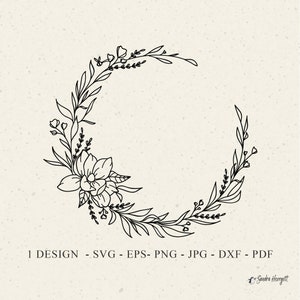Magnolie Kranz Plotterdatei svg Dxf Eps Png Jpg Pdf Botanische Cricut Wildblume Clipart Blume Hochzeit Vinyl Laser Cut Datei Floral Stencil