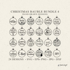 File di plotter per palline di Natale Svg Dxf Png Jpg Eps Inverno Cricut Natale File di taglio laser allegro e luminoso clipart famiglia buone feste amore gioia