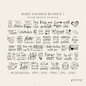 Baby Sprüche PlotterdateiSvg Dxf Png Eps Jpg Baby Shower Cricut Junge Silhouette Mädchen Vinyl Schnitt Datei Niedliche Vorlage Phrasen Clipart Bundle