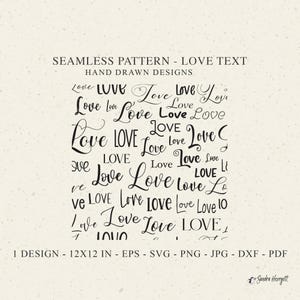 Liefde naadloze tekstpatroon SVG PNG-letters Word Cricut achtergrond plotterbestand behang Valentijnsdag verjaardag verjaardag bruiloft verloving
