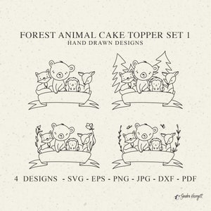 Animal de la forêt traceur fichier Svg Png Jpg Pdf bébé mignon renard Cricut ours automne cerf Clipart automne forêt bricolage camée fête modèle