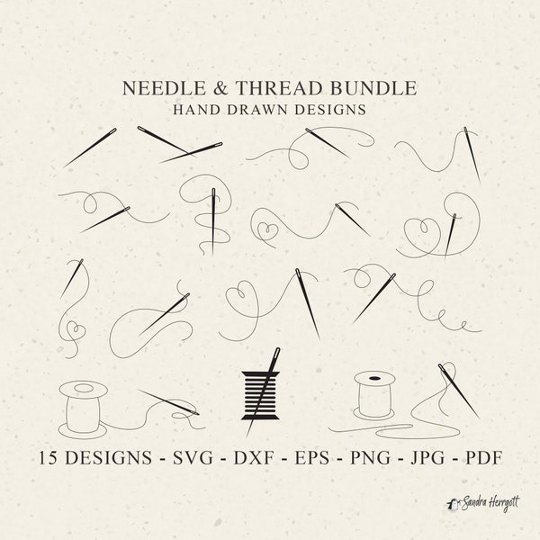 Needle and Thread Plotter Files SVG DXF PNG Eps Jpg Sowing Heart Clipart String Cricut Silhouette Download Plotting Bundle Vinyl Cut File