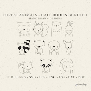 Waldtier halber Körper Plotterdatei SVG Dxf Png Jpg Pdf Igel Cricut Dachs Wiesel Silhouette Vinyl Laser Cut Datei Otter Stinktier Clipart