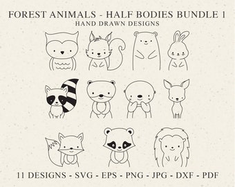 Forest Animal Half Body Plotter File Svg Dxf Png Jpg Pdf Hedgehog Cricut Badger Weasel Silhouette Vinyl Laser Cut File Otter Skunk Clipart