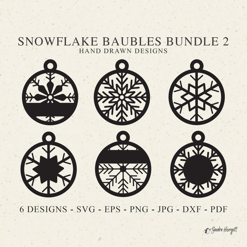 Snowflake Bauble Plotter File Svg Dxf Png Eps Pdf Jpg Christmas Cricut